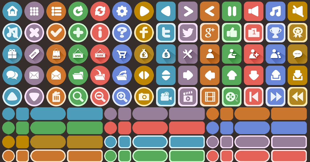 5000 Flat UI Buttons | 2D Icons | Unity Asset Store