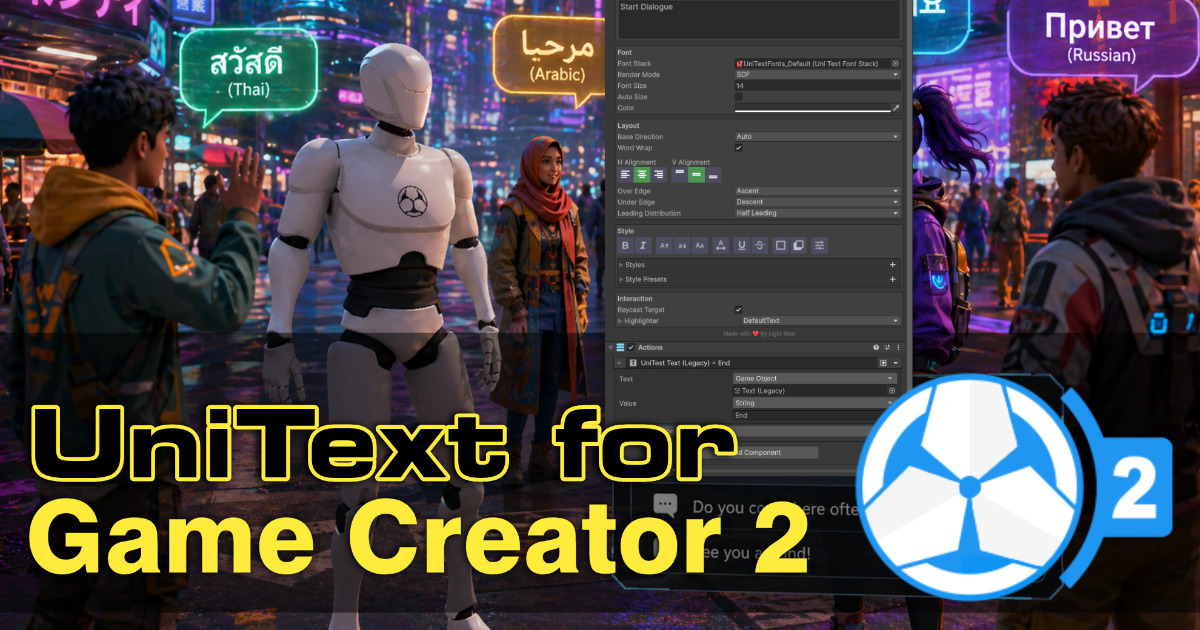 Integration of UniText into Game Creator 2 | Integration | Unity Asset ...