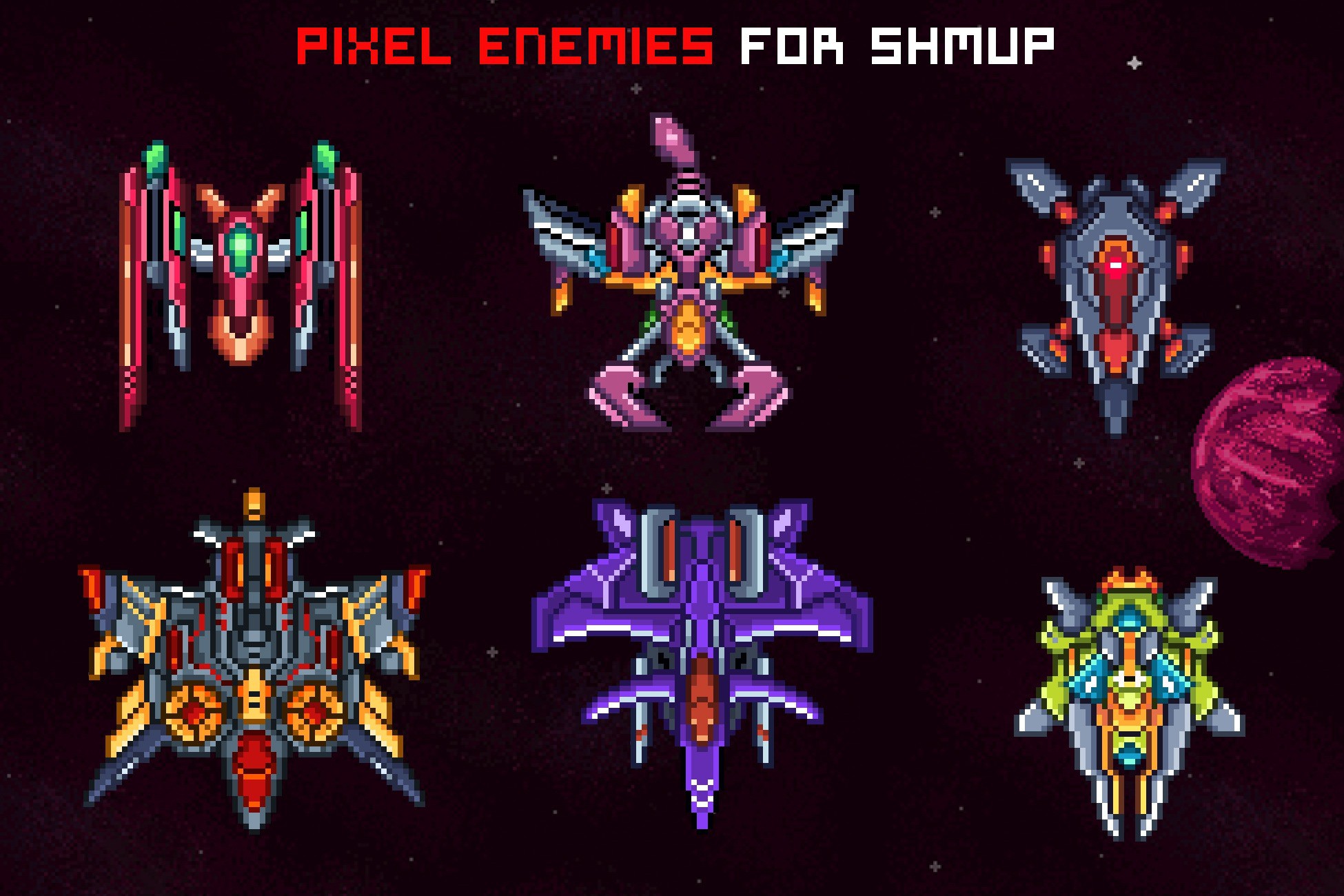 Pixeled Enemies Pixel Enemies for SHMUP | 2D Characters | Unity Asset Store