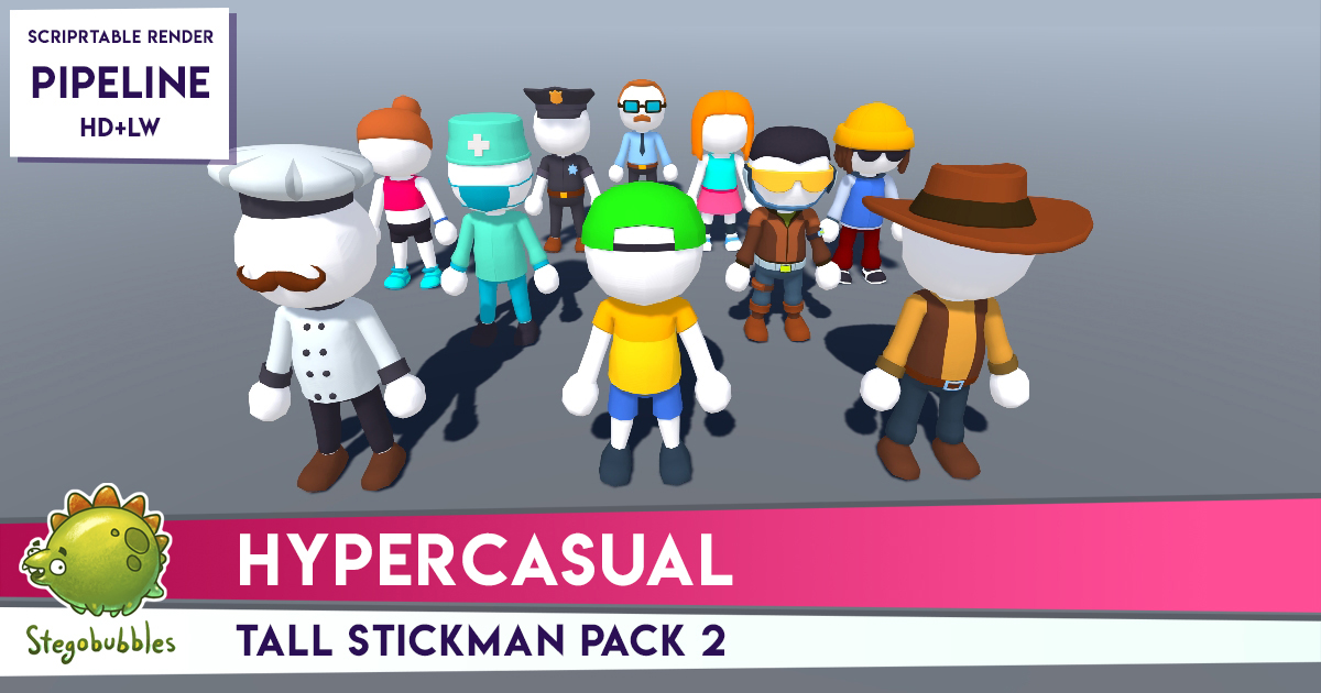 HYPERCASUAL - Tall Stickman Pack 2 | Characters | Unity Asset Store