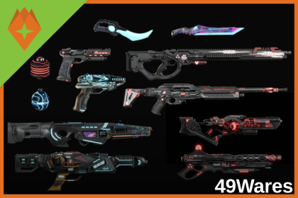 Sci-Fi Weapons - Neon SciFi Weapons with 5 Skins per Weapon - Complete Bundle