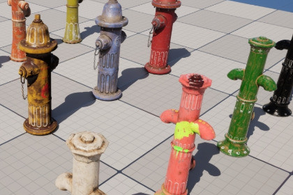 Fire Hydrants Pack 3 Low Poly PBR Models with LODs 11 Variations