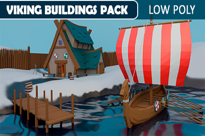 Viking Buildings Pack – Stylized Low Poly