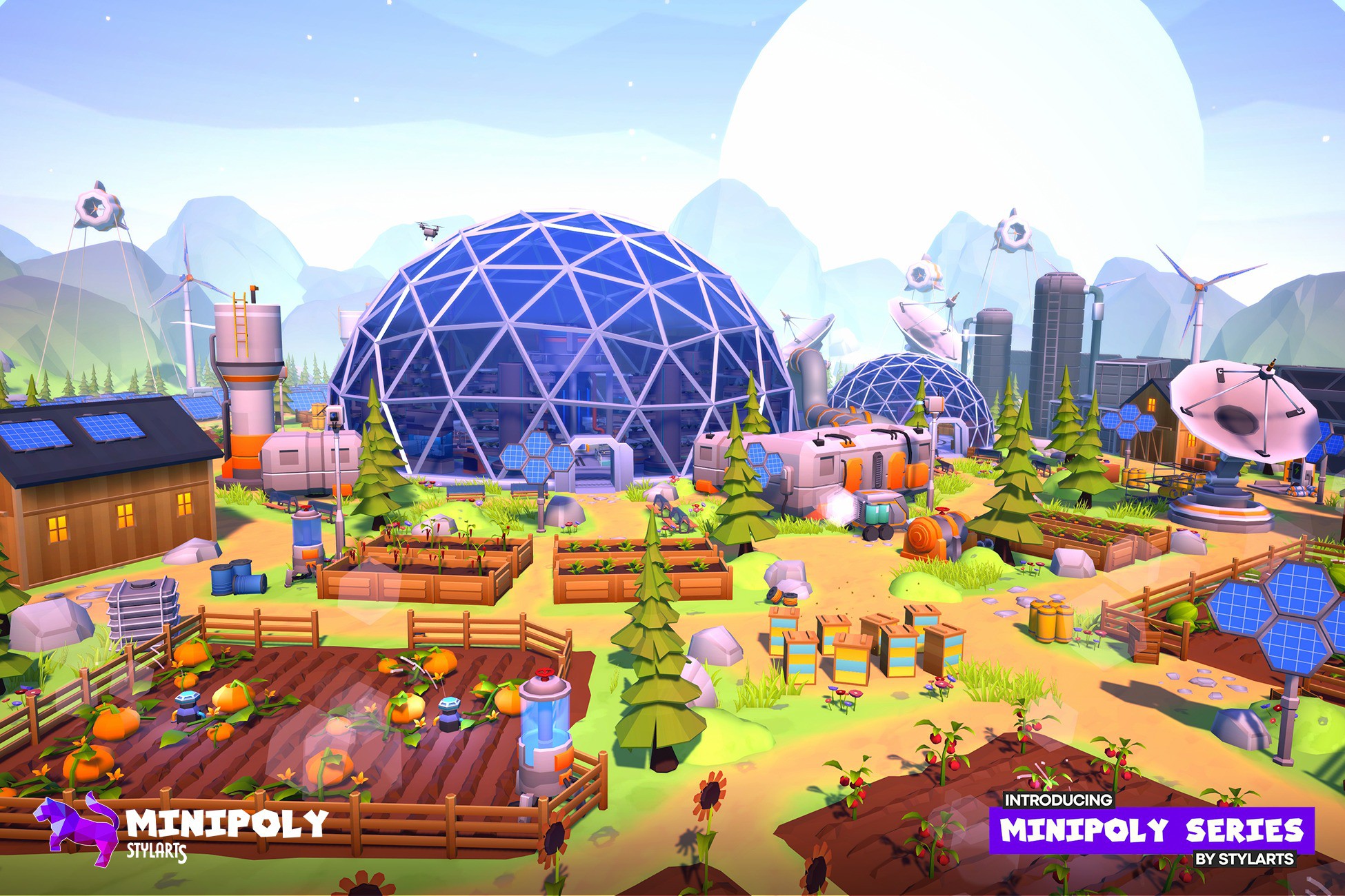 Minipoly Series - Eco-Future Farm Village ( Stylized Lowpoly Environment )