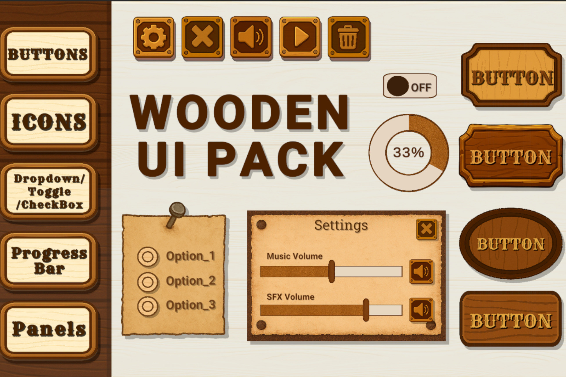 Ui Texture Image Cozy Wooden UI Kit | 2D GUI | Unity Asset Store