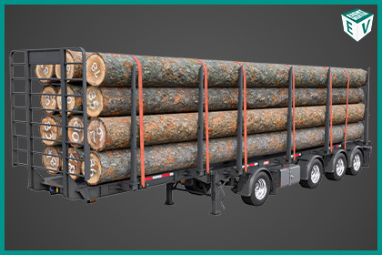 Logging Trailer 01 Black with load Single Mat URP HDRP Textures