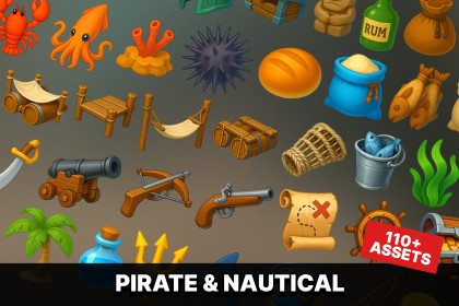 Pirate & Nautical RPG Icons – Treasure, Ships, Ocean Loot, Adventure