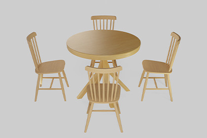Round Wooden Dining Table Set with 4 Chairs