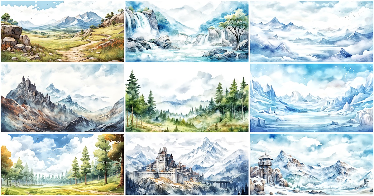 BACKGROUND - Watercolor Mountain 2 | 2D Environments | Unity Asset Store