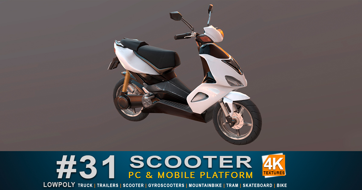 Low Poly Scooter #31 | 3D Land | Unity Asset Store
