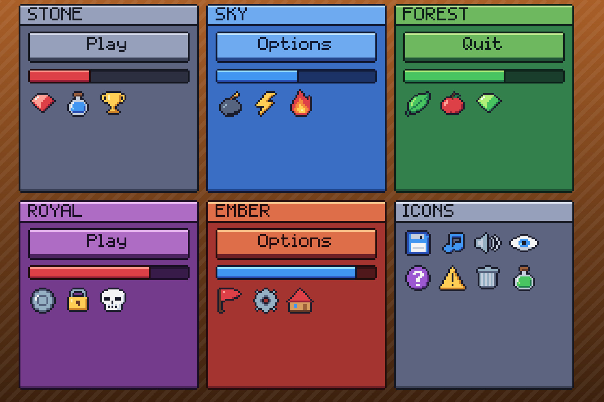 User Interface Ui Definition Pixel UI Kit - GUI & 50 Icons | 2D GUI | Unity Asset Store