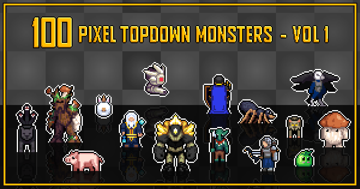 100 Topdown Monsters Vol. 1 - Pixel Art | 2D Characters | Unity Asset Store