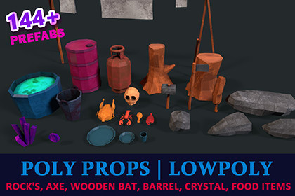 Polygonal Props (Barrel, Wood, Foods, Rocks)