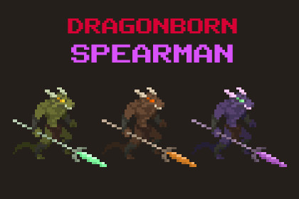 Dragonborn Spearman - Top Down Pixel Art Character Assets