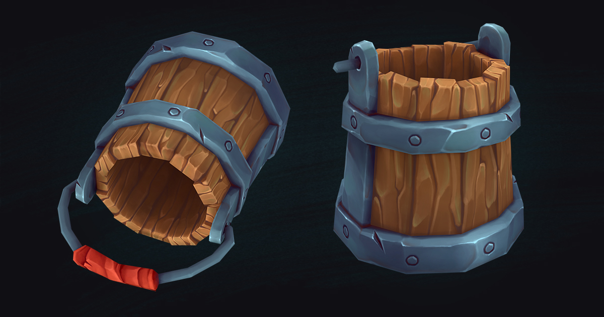 Low Poly Stylized Bucket – Hand-Painted Game-Ready 3D Asset | 3D Tools ...