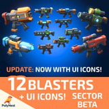 Sci-Fi Low Poly Energy Blasters - Sector Beta | Cosmic Retro