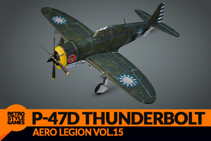 Republic P-47D Thunderbolt WW2 Fighter-Bomber Airplane - Low Poly 3D Model