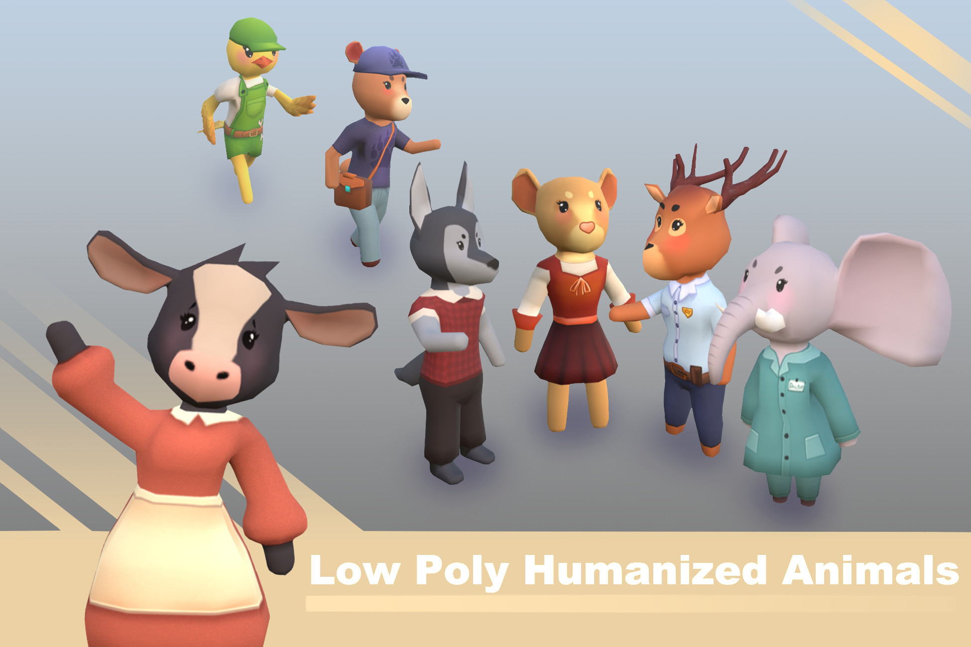 Low Poly Humanized Animals | 3D Animals | Unity Asset Store