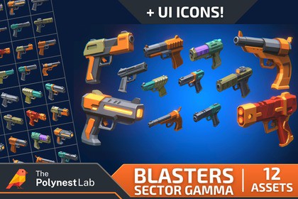 Sci-Fi Low Poly Energy Blasters - Sector Gamma | Cosmic Retro
