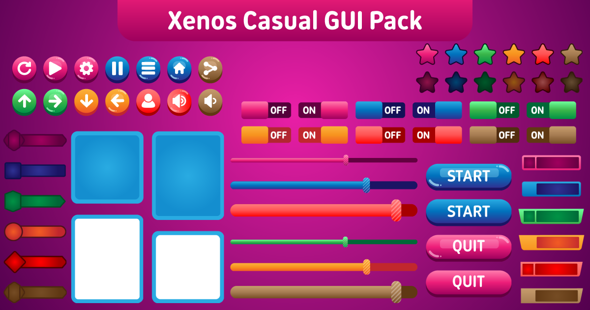Xenos Casual GUI Pack | 2D GUI | Unity Asset Store