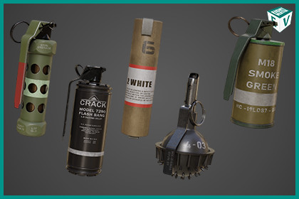 Smoke and Flash Grenades Single Mat URP HDRP Textures