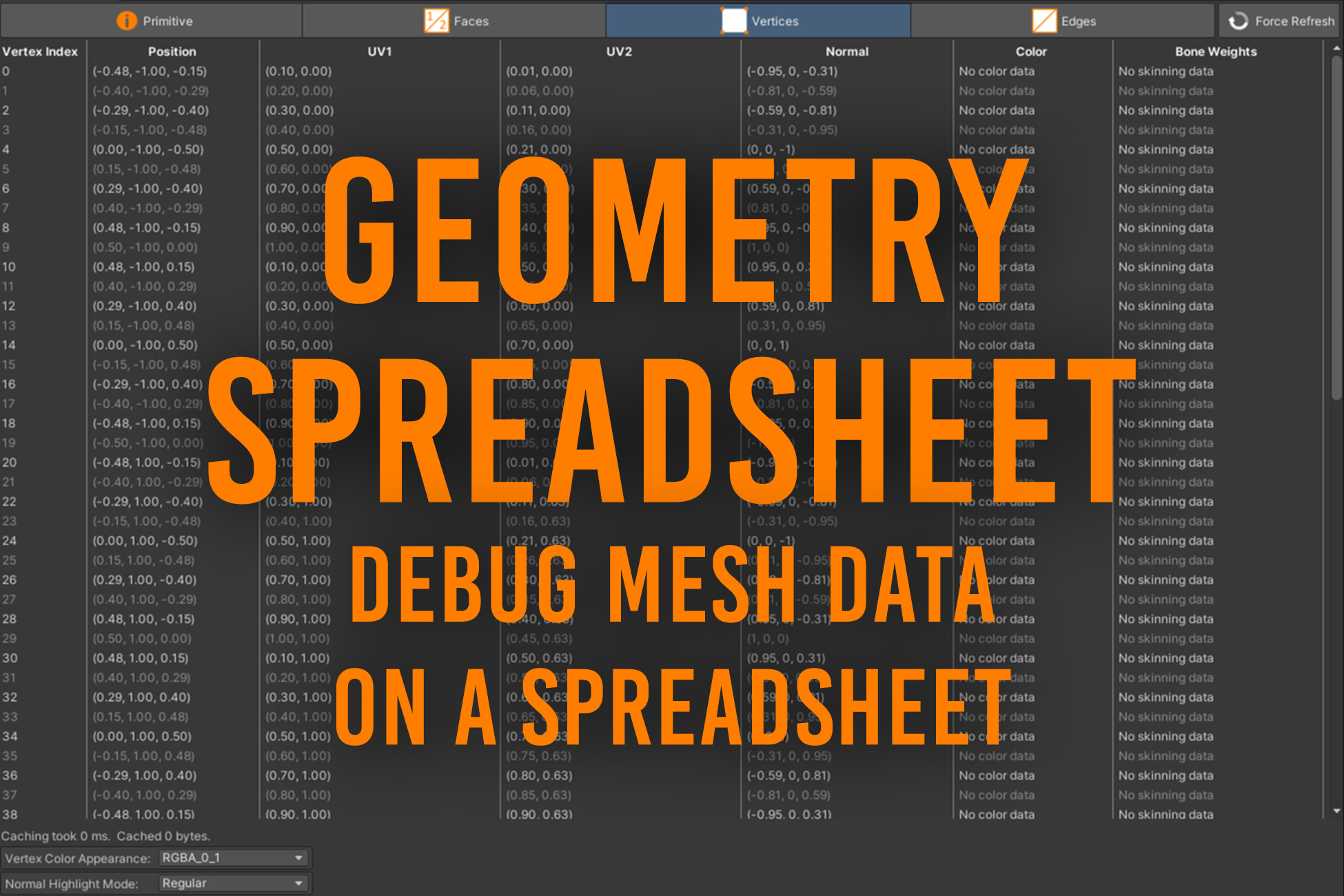 Spreadsheet Geometry Geometry Spreadsheet | Utilities Tools | Unity Asset Store