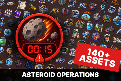 Sci-Fi Space Colony Asteroid Mining Combat Resources Icons Pack