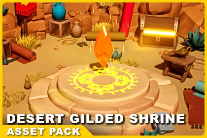 Desert Gilded Shrine - Low Poly Stylized Asset Pack