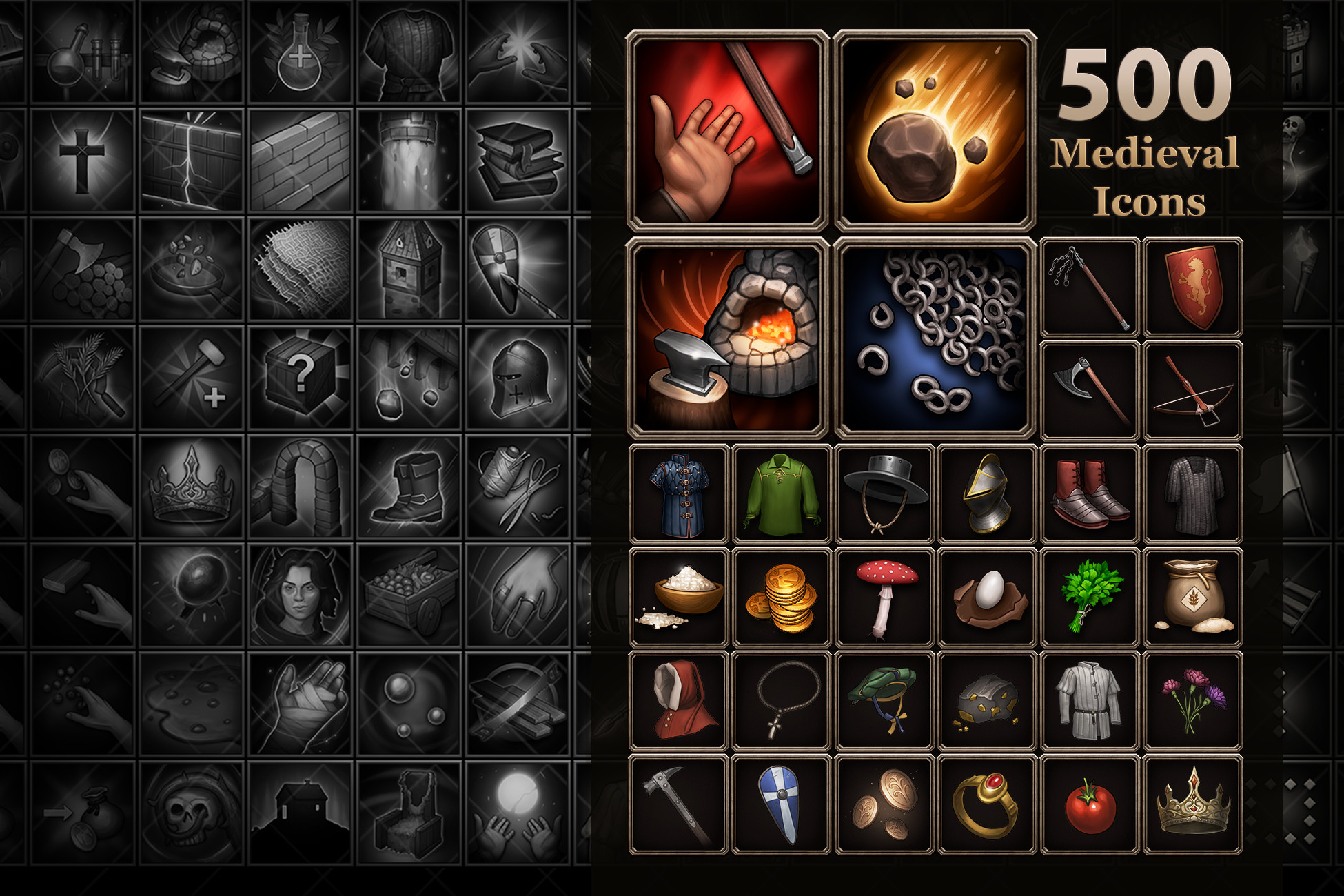 500 Medieval Icons | 2D Icons | Unity Asset Store