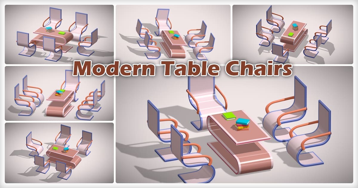 Meeting Table & Chair Set – 3D Modern Stylish Furniture Collection (Low ...