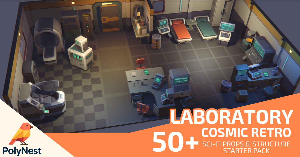 Low Poly Sci-Fi Laboratory / Cosmic Retro | 3D Sci-Fi | Unity Asset Store