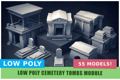 Low Poly Cemetery Kit: NecroPOLY - Tombs Module