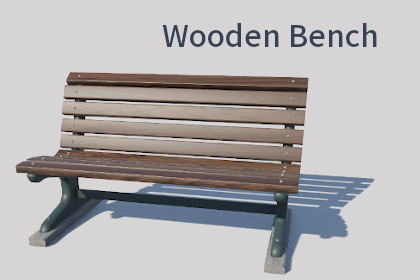 Wooden Park Bench – Game Ready 3D Model