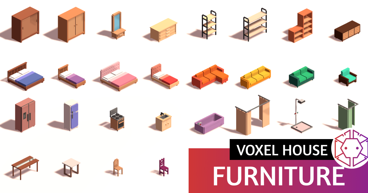 Voxel House Furniture Modern Interiors 3D Furniture Unity Asset Store