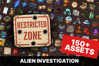 Alien Area 51 UFO Secret Base Surveillance Icons Pack