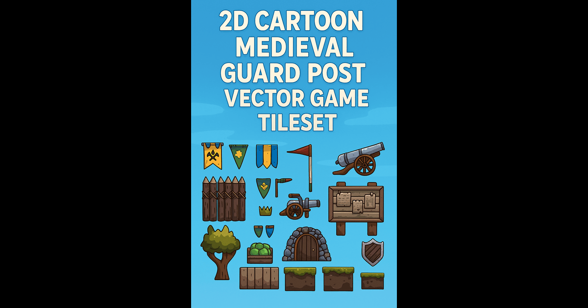 2d Vector Post 2D Cartoon Medieval Guard Post Vector Game Tileset | 2D Environments ...