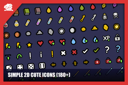 Simple Cute 2D Icons (180+ with Source)