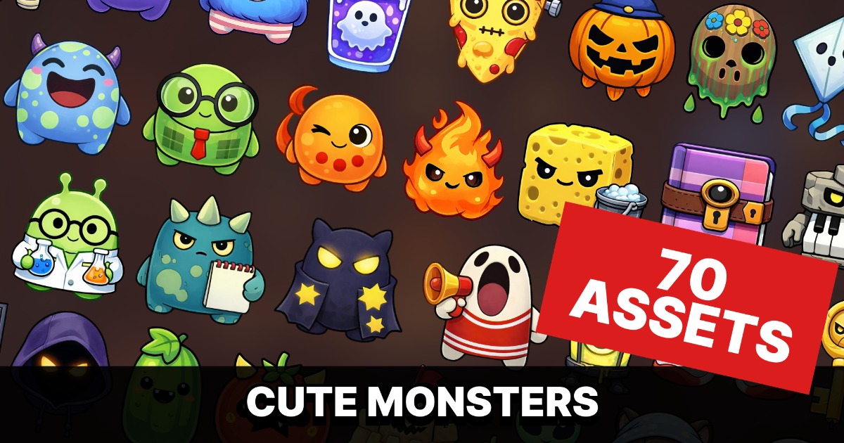 Cute Cartoon Creatures and Funny Characters Icon Pack | 2D | Unity ...