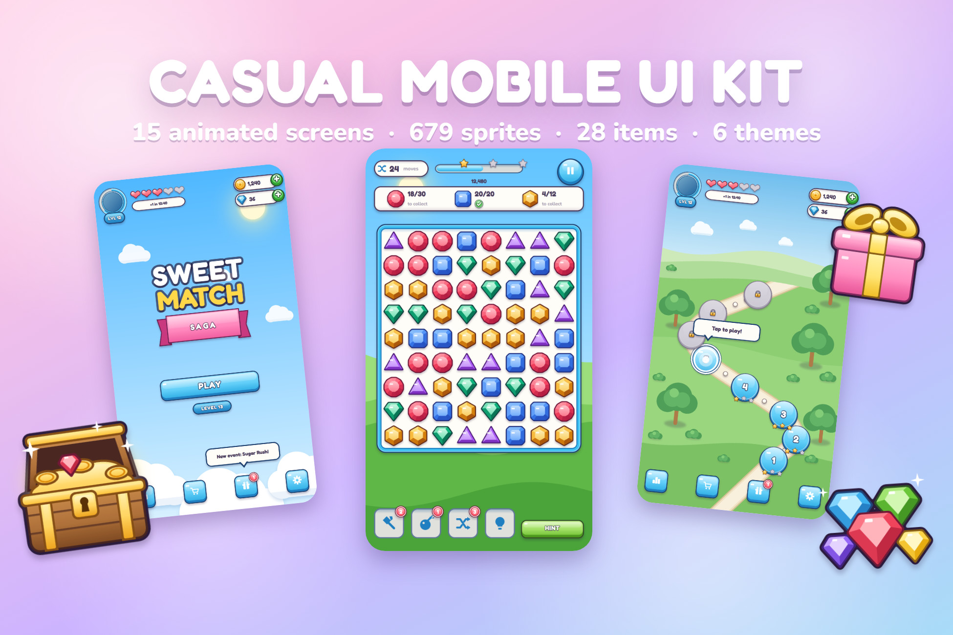 Casual Mobile UI Kit - Game GUI