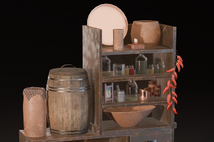 3D Rustic Kitchen Pantry