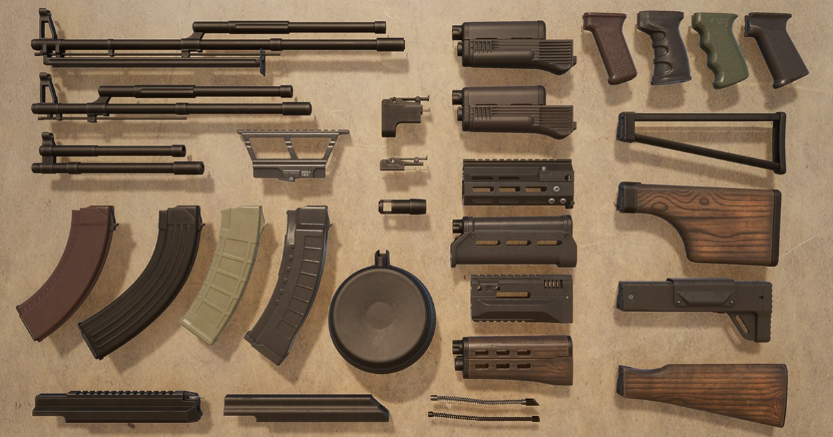 FPS AK Modular Weapons Pack (HQ soviet assault rifles) 3D Guns