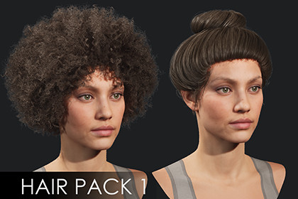 Realistic female hairstyles, pack #1 | Rigged hair, game-ready, low-poly