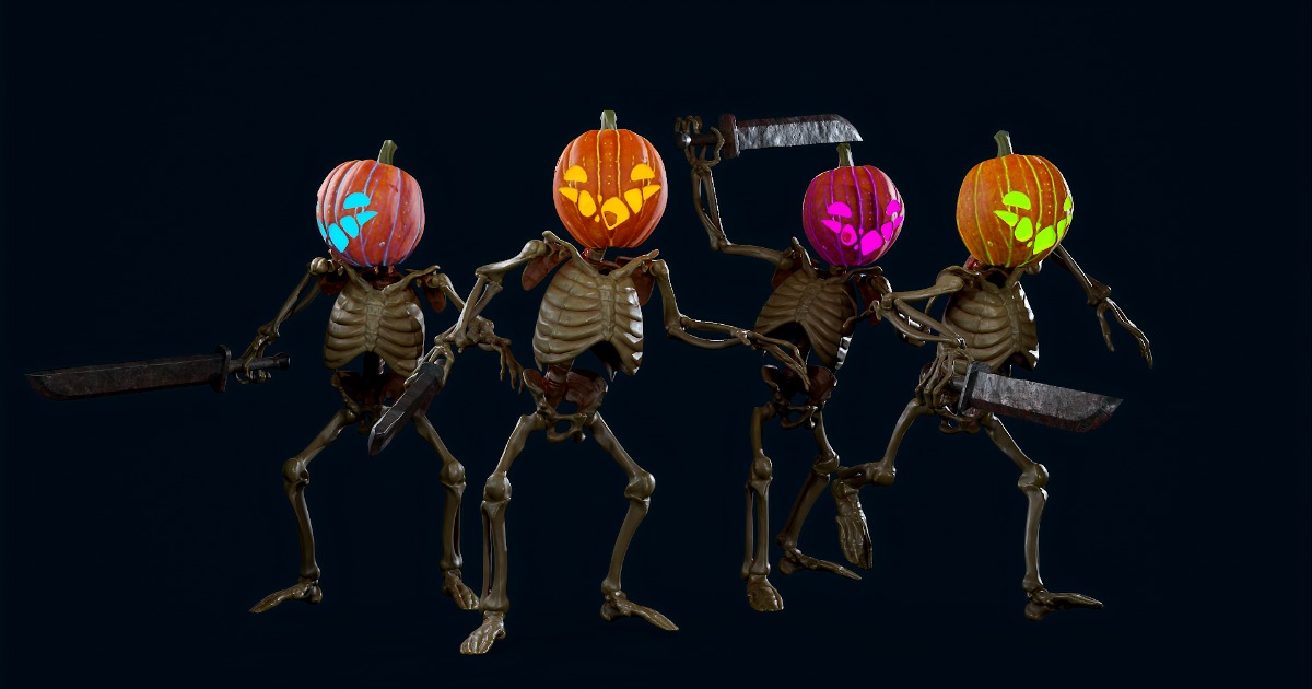 Pumpkin skeleton 3d characters unity asset store