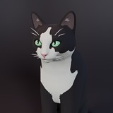 Low Poly Stylized Tuxedo Cats