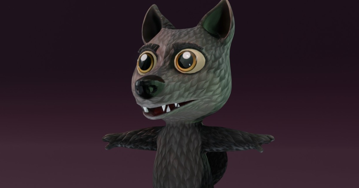 Stylized Black Wolf 3D Model (Low-Poly, Game-Ready, Animated, Built-In ...
