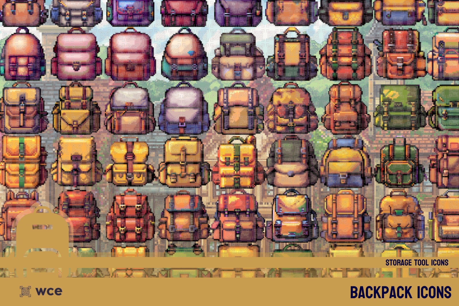 Unity Backpack Backpack Icons - 2D Pixel Storage Tools and Profession Resource Bundle ...