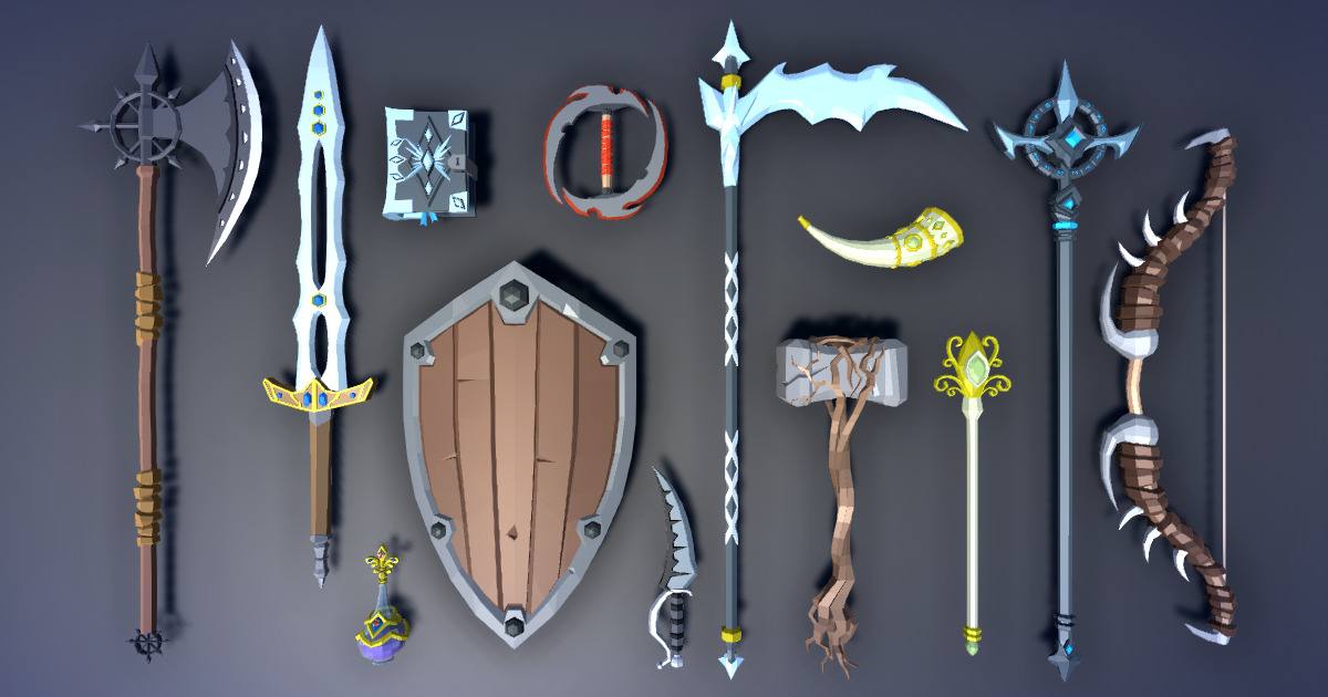 Free Low Poly Fantasy RPG Weapons | 3D Weapons | Unity Asset Store