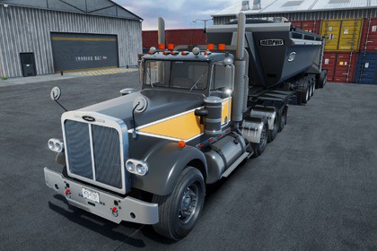 Semitruck with dump trailer