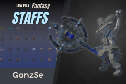 GanzSe Staffs - Fantasy Low Poly Pack