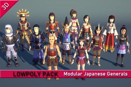 LowpolyPack_ Modular Japanese Generals